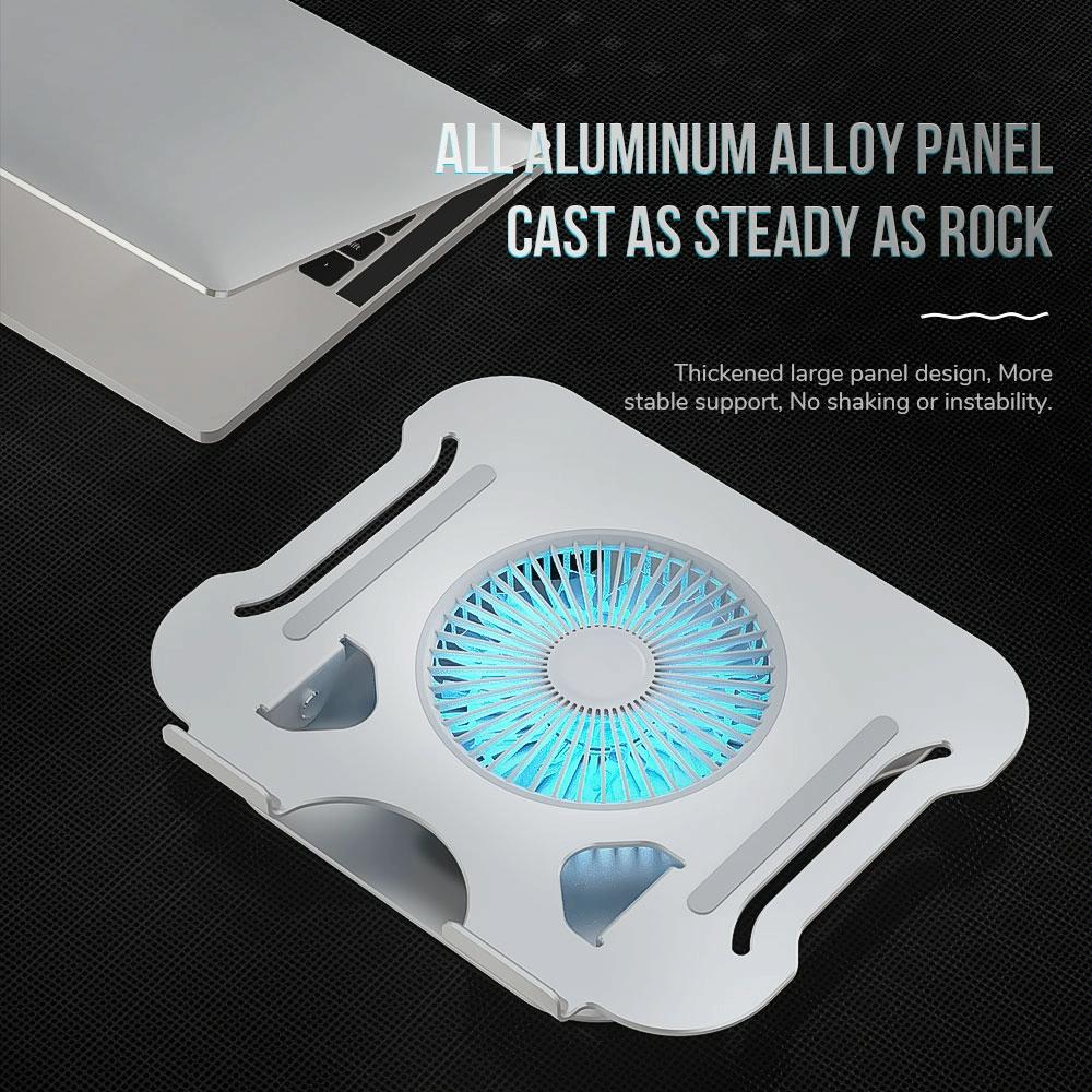 Silver Foldable Laptop Bracket With Fan - Space-Saving Design-1964932233575927812