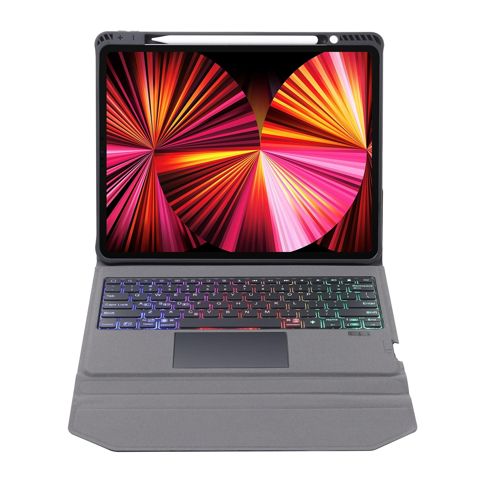 Bluetooth Keyboard Leather Case With Backlight & Touchpad For Ipad Air 10.9 - Black-1915196813523161091