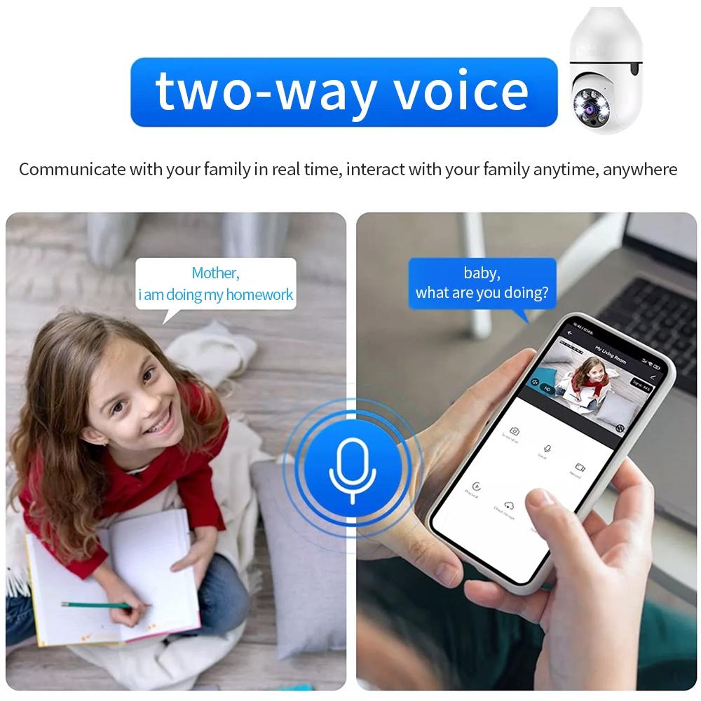 2Mp Hd Wifi Light Bulb Camera With Motion Detection Two-Way Audio Night Vision And Tf Card Support-1915198224445083654