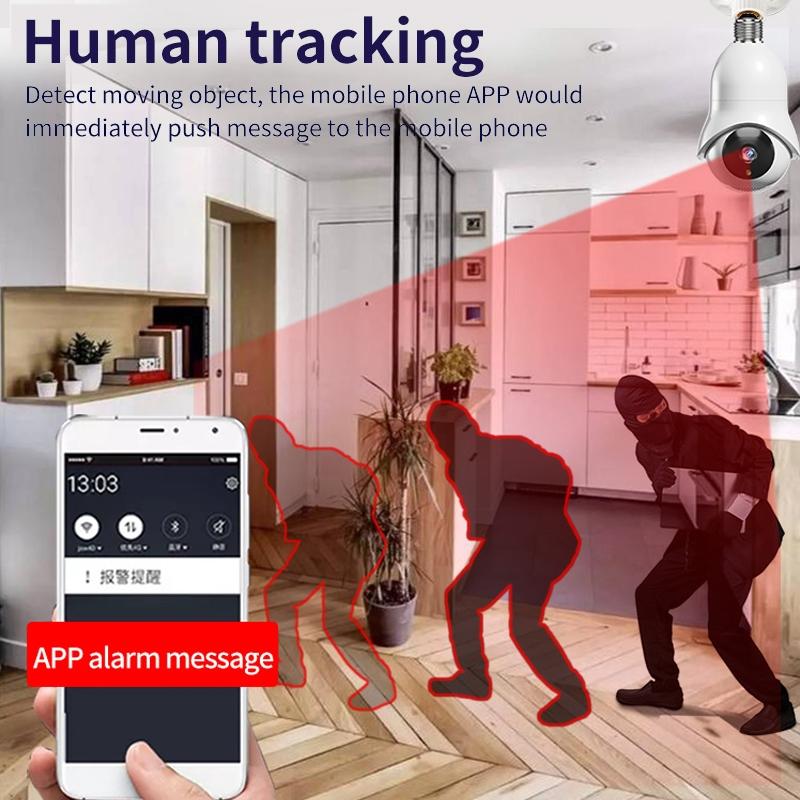 2.0Mp Wifi Light Bulb Camera With Motion Detection And Night Vision - White-1964932217281056774