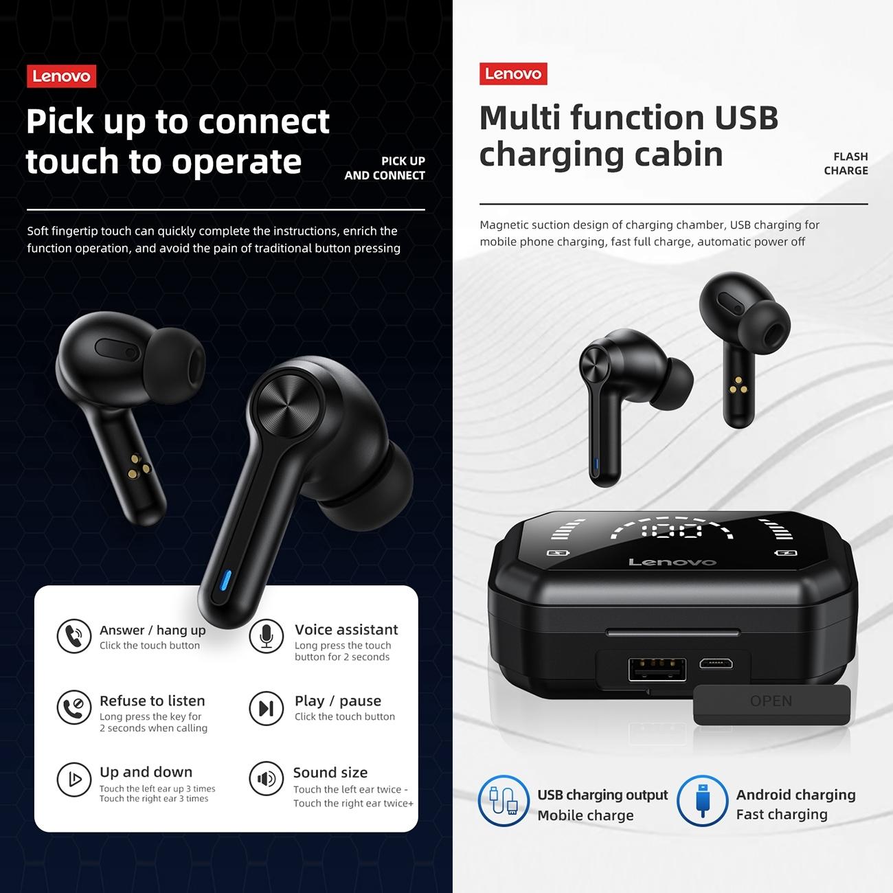 Pro Tws Wireless Bluetooth Earphones With Led Display - Black-1915196956444069895