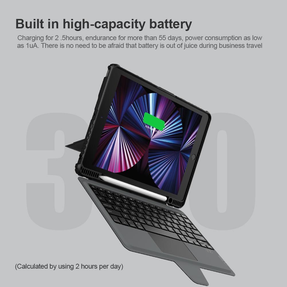 6-Row Keyboard Case For Ipad 10.2 2019 / 2020 / 2021 With Bumper Combo-1915198261623394307