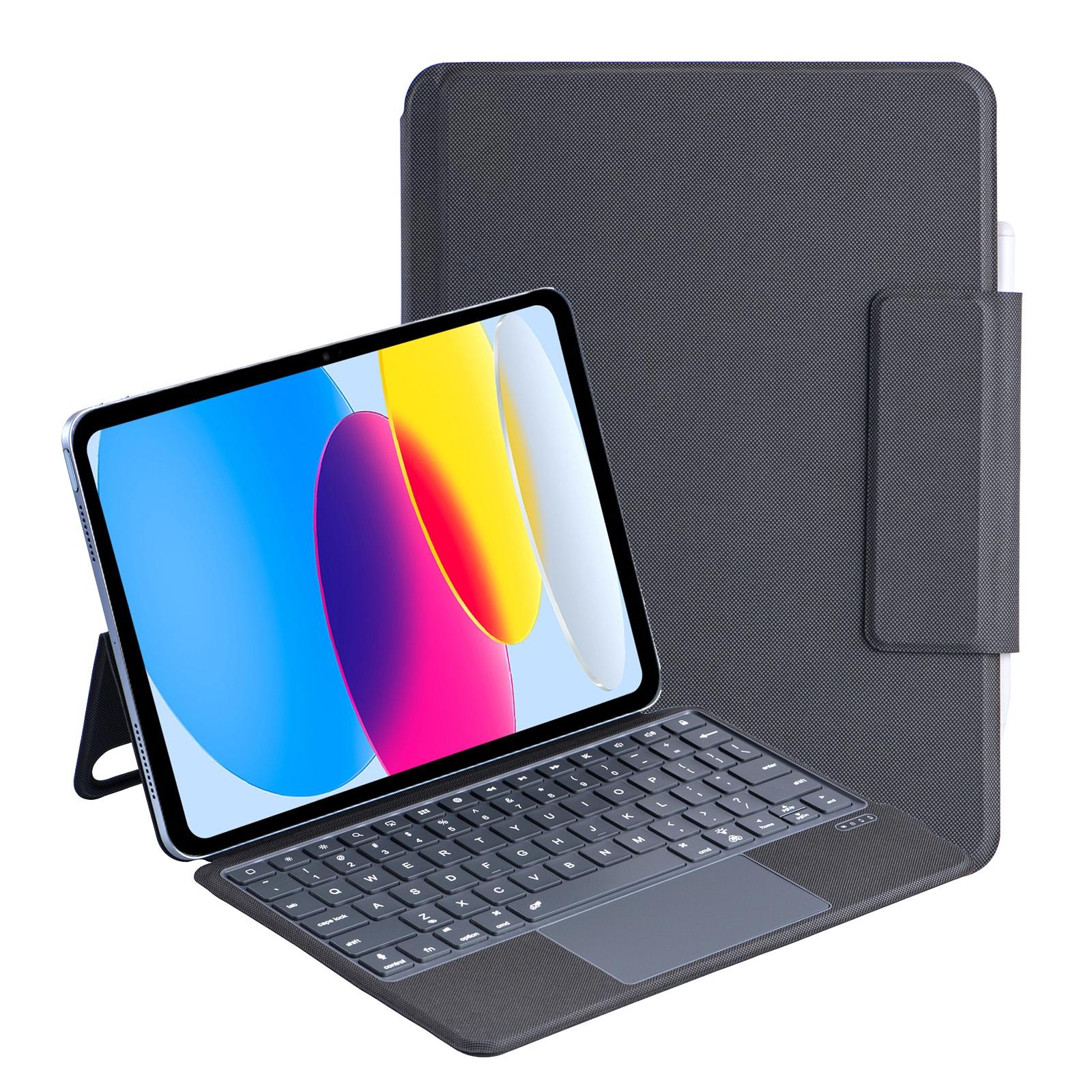 10.9 Ipad 10Th Gen 2022 Bluetooth Keyboard Case - Black Leather With Backlight-1915197122005831680