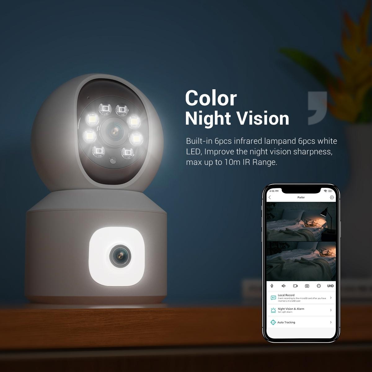 2Mp Dual Lens Dual Screen Wifi Camera With Two-Way Voice & Motion Detection - Surveillance-1915196527073169413