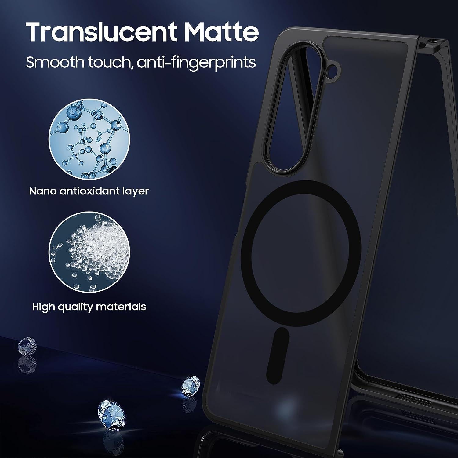 Ultra-Thin Translucent Magsafe Case For Samsung Galaxy Z Fold4 - Black-1922443416151658497