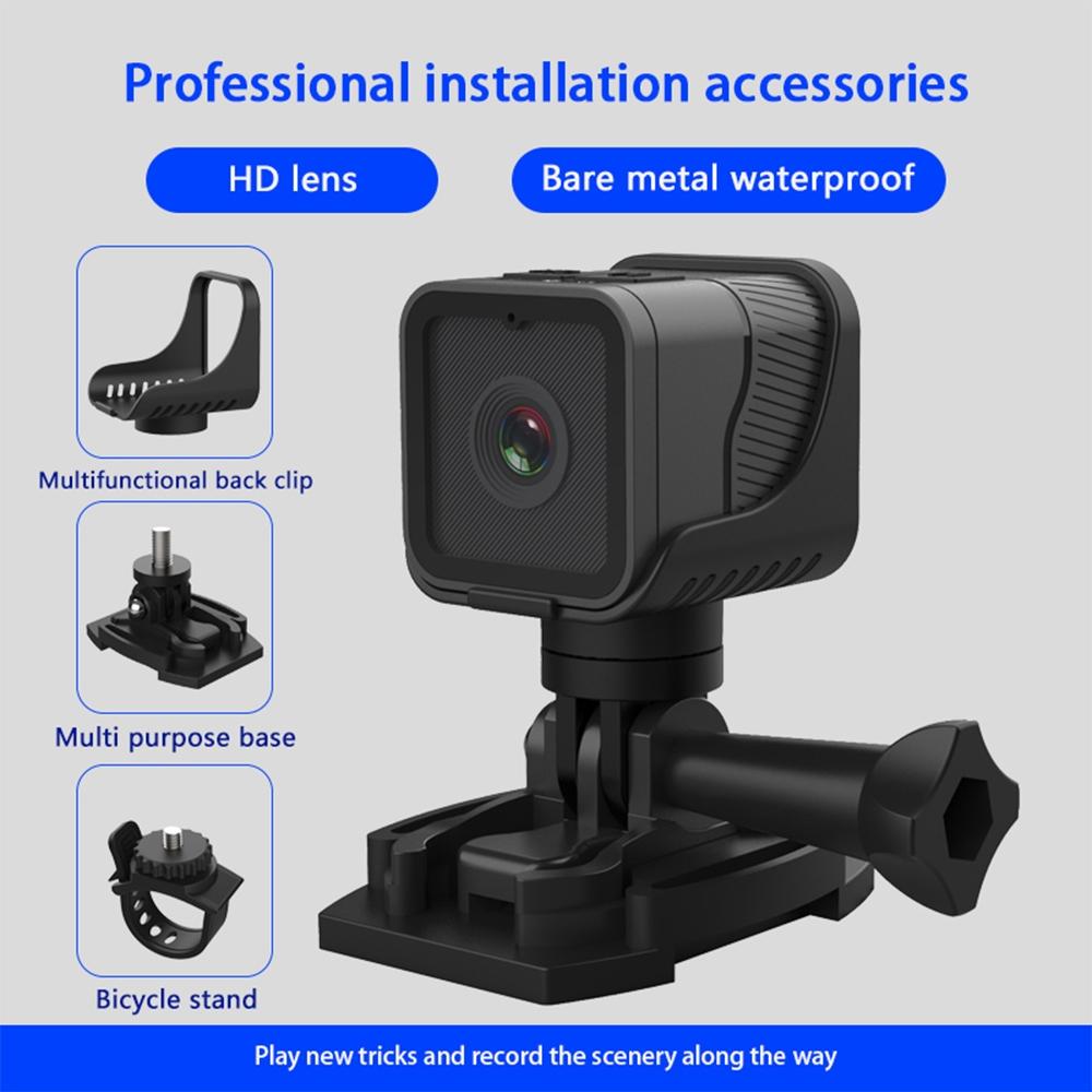 Waterproof Mini Action Camera With Night Vision And Ring Bracket - Black-1915196836101099528