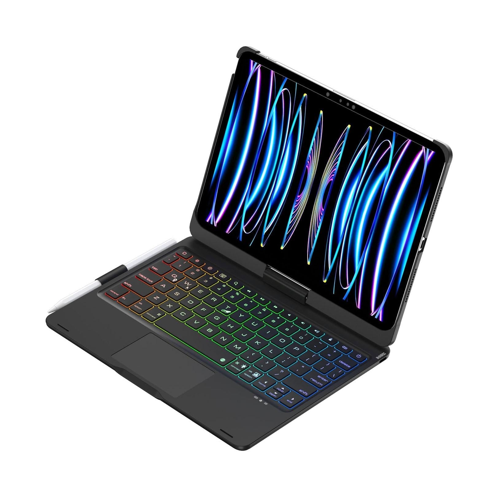 360 Degree Rotating Bluetooth Keyboard Leather Case For Ipad Pro 11 With Backlight - Black-1915197148748713984