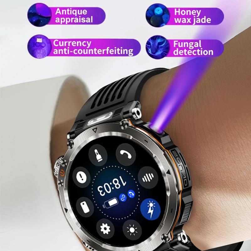 Waterproof Smart Watch With Flashlight Banknote Detector And Compass - Steel Band-1915196951805169671