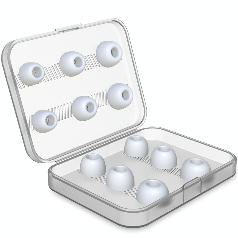 6 Pairs Wireless Earphone Earplugs For Airpods Pro With Storage Box - White-1915196916484935681