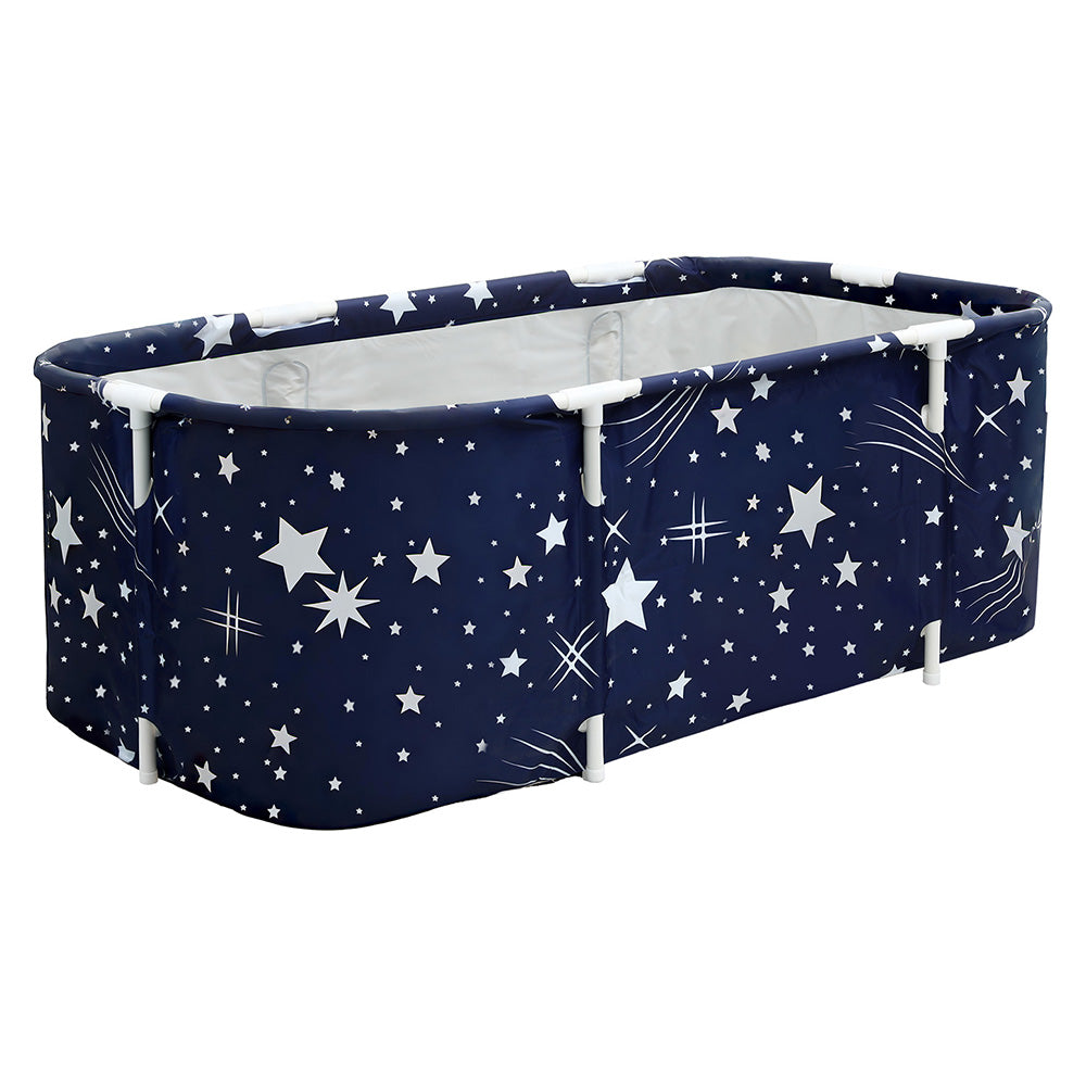 Weisshorn Foldable Bathtub PVC SPA Bucket Inflatable Cushion 134x65cm Star Navy