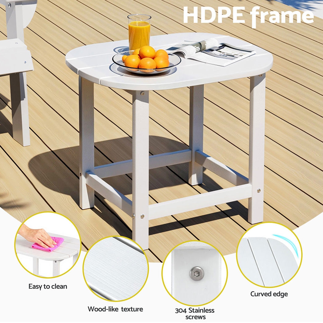 Gardeon Outdoor Coffee Side Table HDPE Desk Patio Furniture Camping Garden White