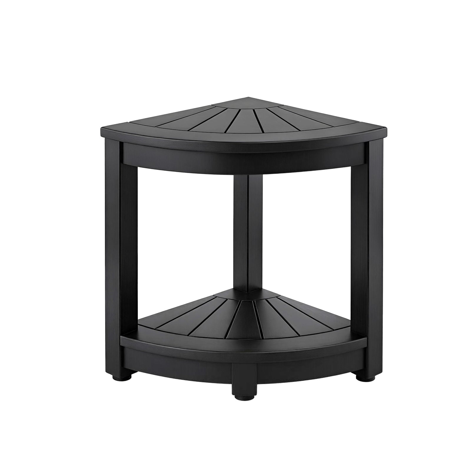 Gardeon Outdoor Coffee Side Table HDPE Desk Corner Shower Stool Bench Seat with Storage Shelf Black