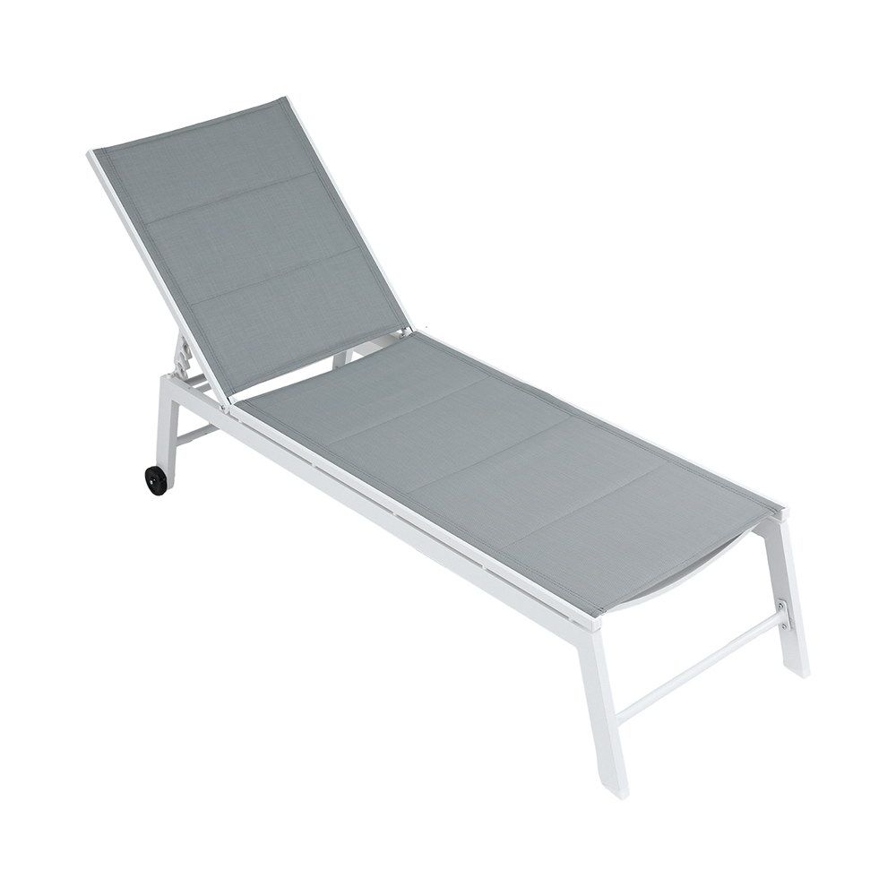 Gardeon 2PC Sun Lounger Chaise Lounge Wheels Patio Furniture Outdoor Setting White