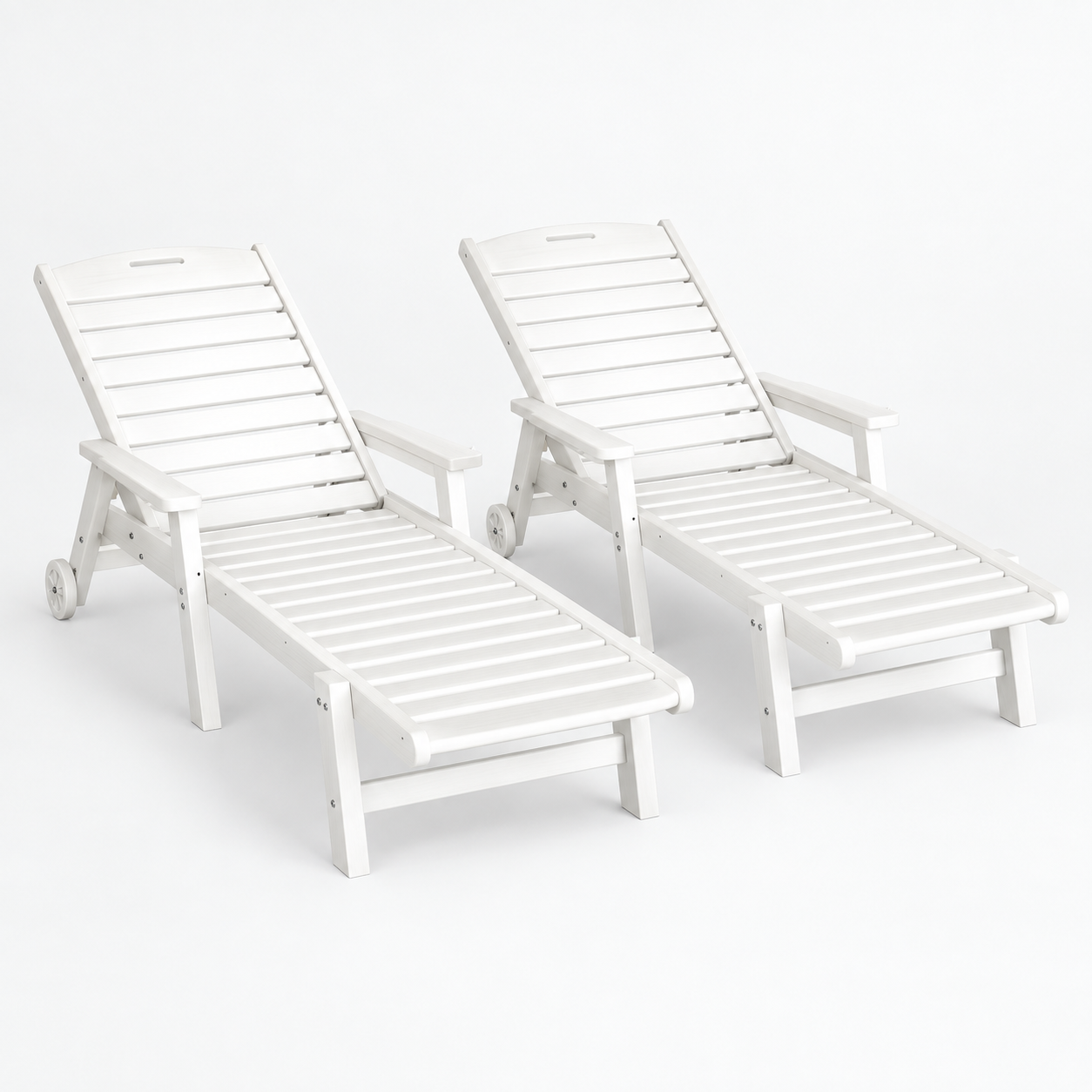 Gardeon 2PCS Sun Lounge Lounger Beach Chair HDPE Patio Outdoor Furniture with Wheels White