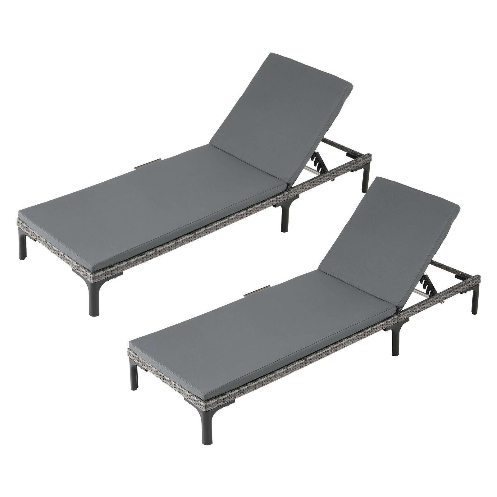 Gardeon 2PC Sun Lounger PE Rattan Recliners with Cup Holder Cushion Rain Cover