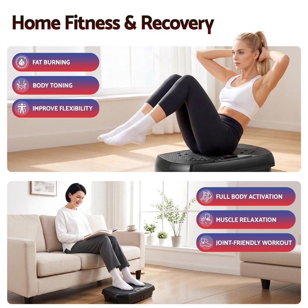 Everfit Vibration Plate Exercise Machine Full Body Shaker Workout Vibrate Fitness Platform with Bluetooth, 150KG Capacity, 150Speed Levels Vibrating Plate for Home Women Men, Black