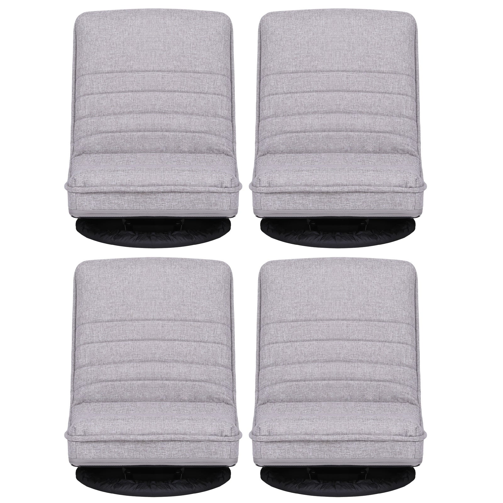 Artiss 4PCS Swivel Floor Chair 360 Adjustable Foldable Lounge Seat Floor Sofa Chair Grey