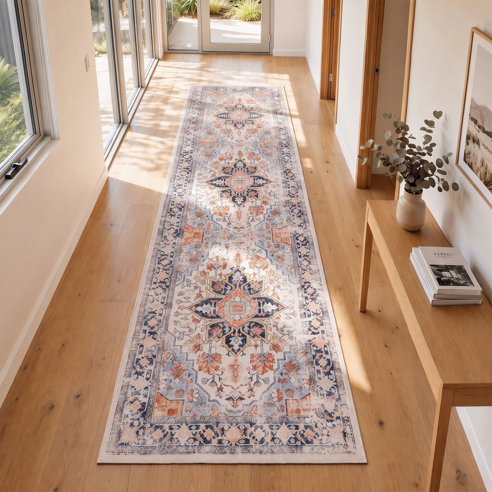 Artiss 80 x 300 cm Runner Rugs For Living Room No Heavy Rubber Crease-Free Foldable Design For Kitchen Entryway And Bedroom 100% Polyester Water-repellent Resistant Non-Shedding