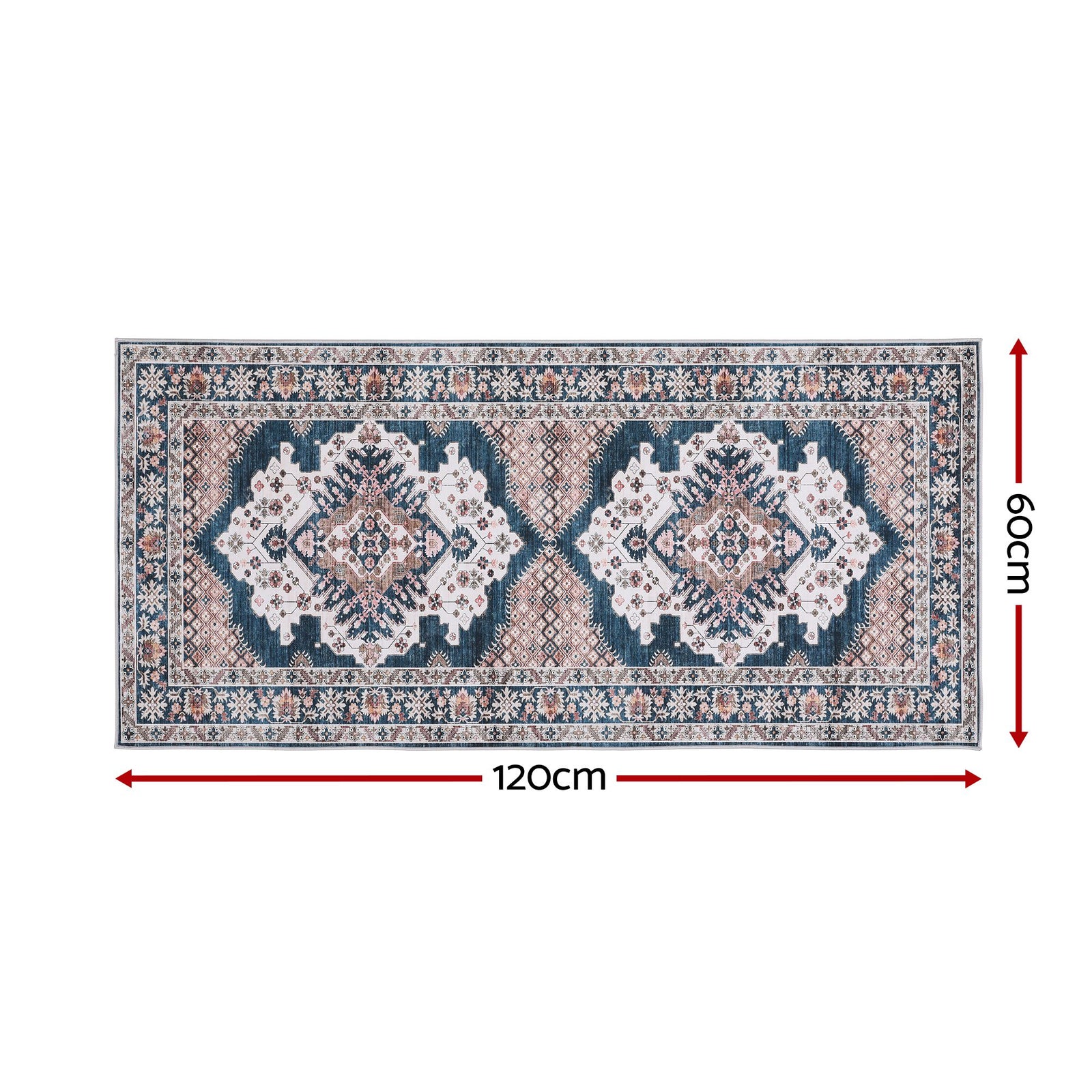 Artiss 60 x 120 cm Washable Runner Area Rug No Hard Glue Quilt-Like Soft for Home Decor, 0.5cm Ultra-Thin Pet Friendly Bohemian Medallion Bedroom Carpet