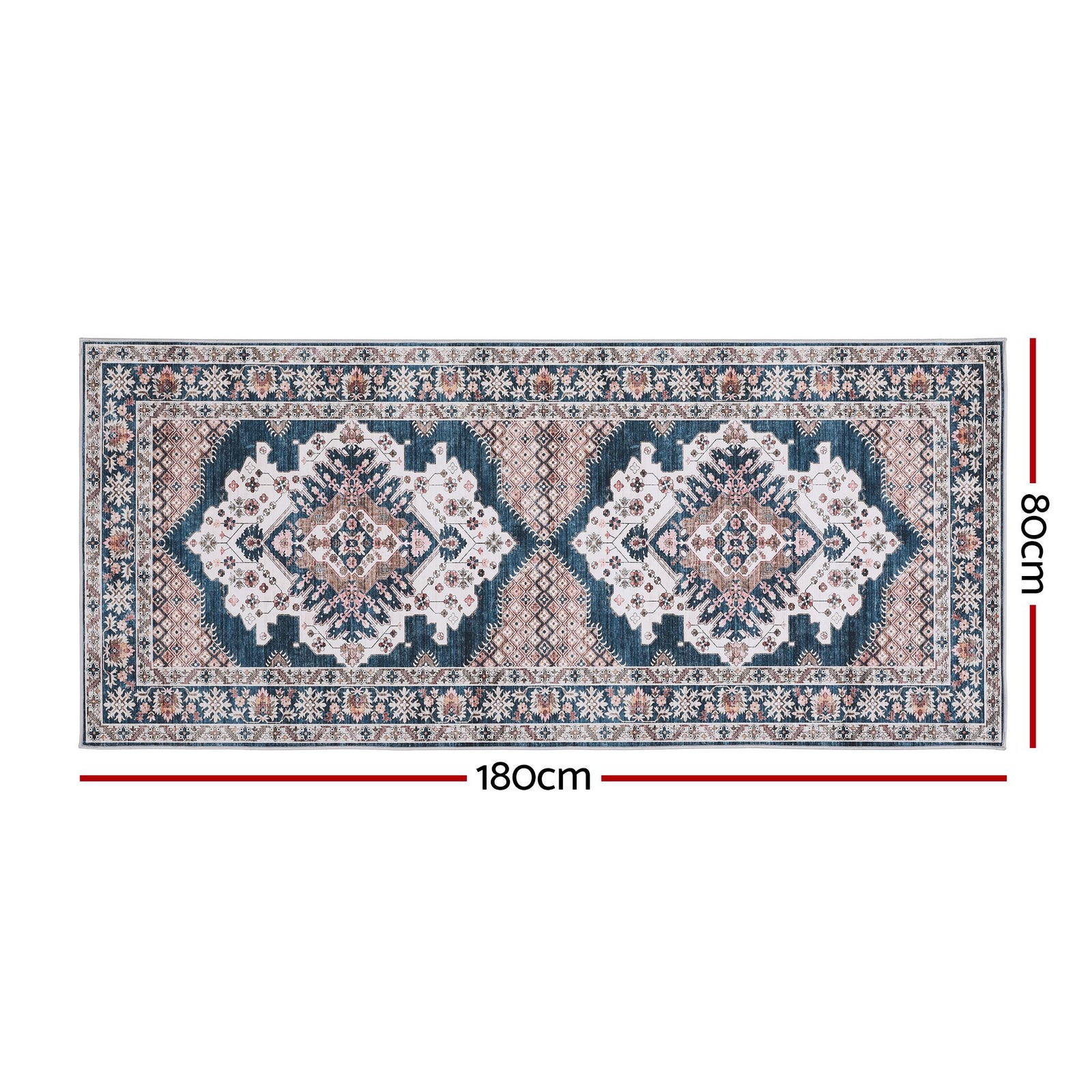 Artiss 80 x 180 cm Washable Runner Area Rug No Hard Glue Quilt-Like Soft for Home Decor, 0.5cm Ultra-Thin Pet Friendly Bohemian Medallion Bedroom Carpet