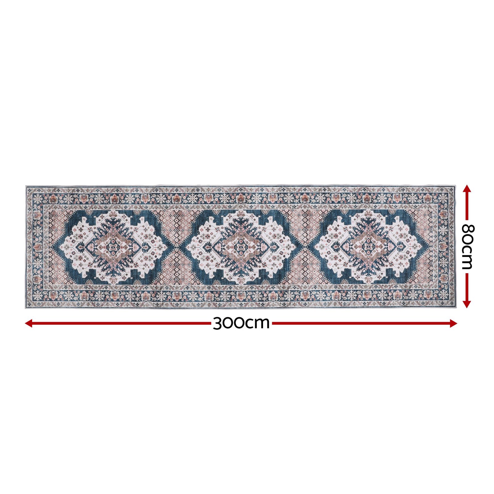 Artiss 80 x 300 cm Washable Runner Area Rug No Hard Glue Quilt-Like Soft for Home Decor, 0.5cm Ultra-Thin Pet Friendly Bohemian Medallion Bedroom Carpet