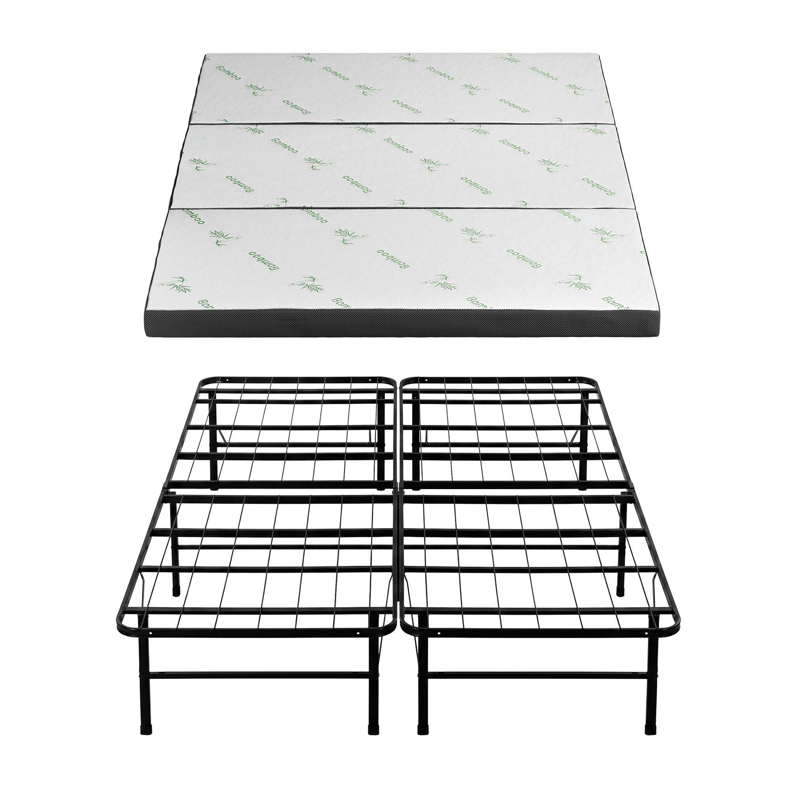 Giselle Folding Bed with Mattress Queen Portable Foldable Guest Bed Bamboo Cover