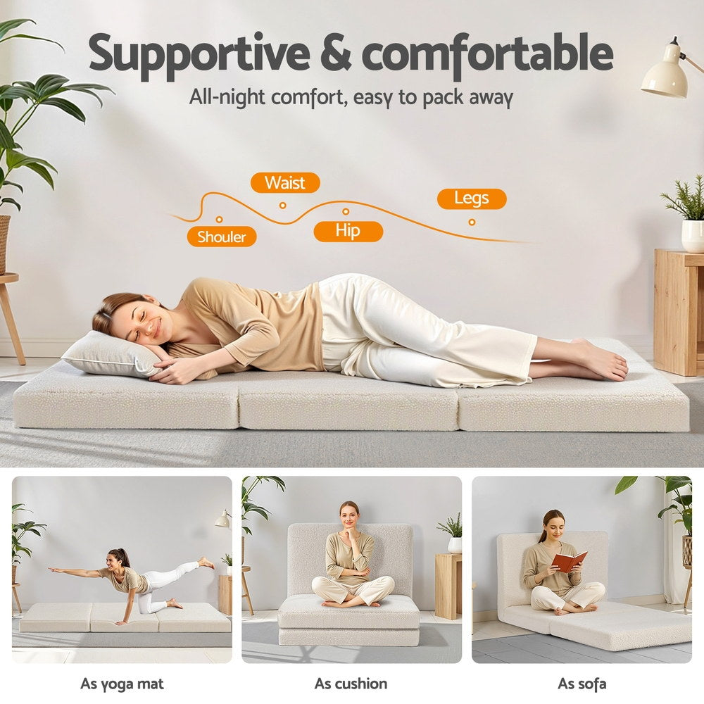 Giselle Bedding Foldable Mattress Fleece Portable 3-fold Folding Foam Mattresses