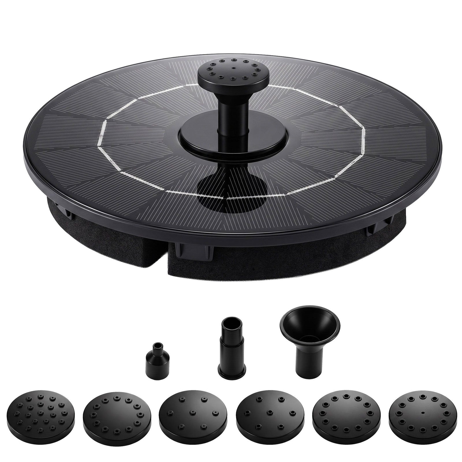 Gardeon Solar Fountain Pump Bird Bath Water Feature 17cm 165L/h Flow Black