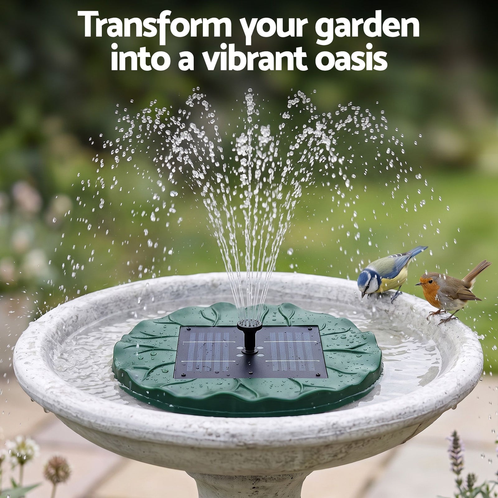 Gardeon Solar Fountain Pumps Bird Bath Floating Lotus Desig Water Feature 31cm
