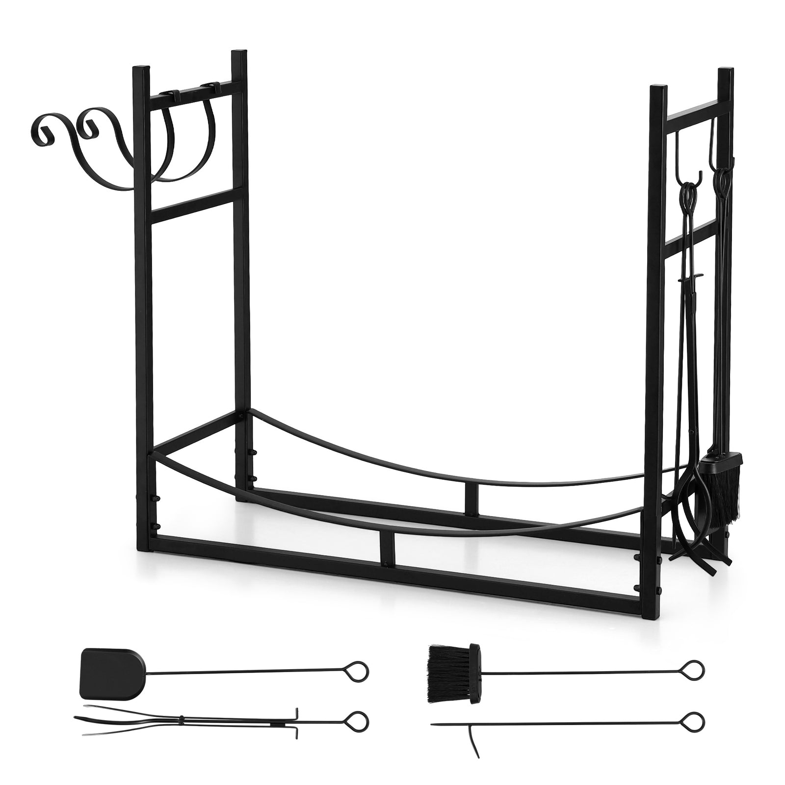 Gardeon Firewood Rack 84cm Wood Rack Firewood Storage Indoor Outdoor Black