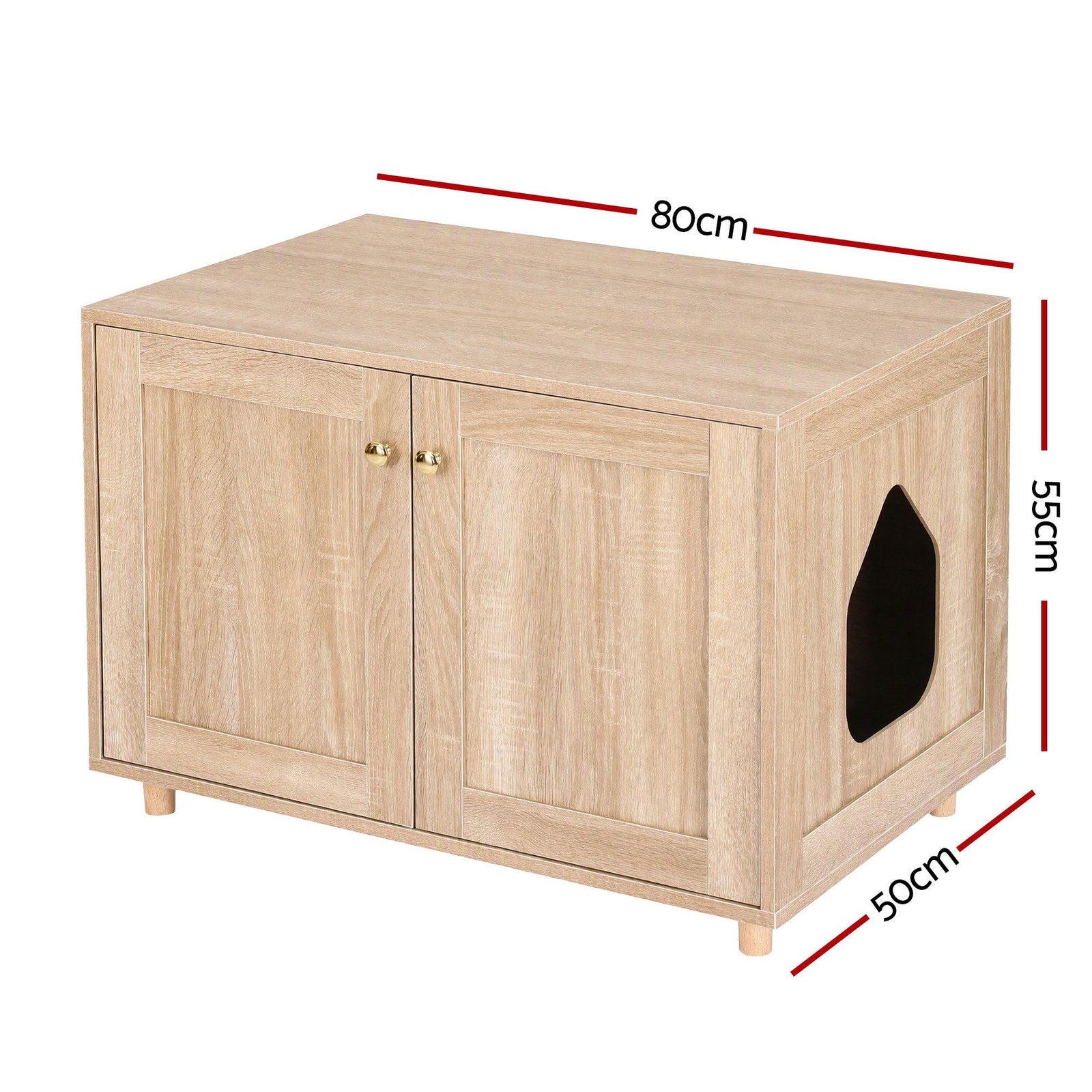 Artiss 2-In-1 Coffee Table Pet Cat House Wooden Side Table Storage Cabinet 80x50x55CM