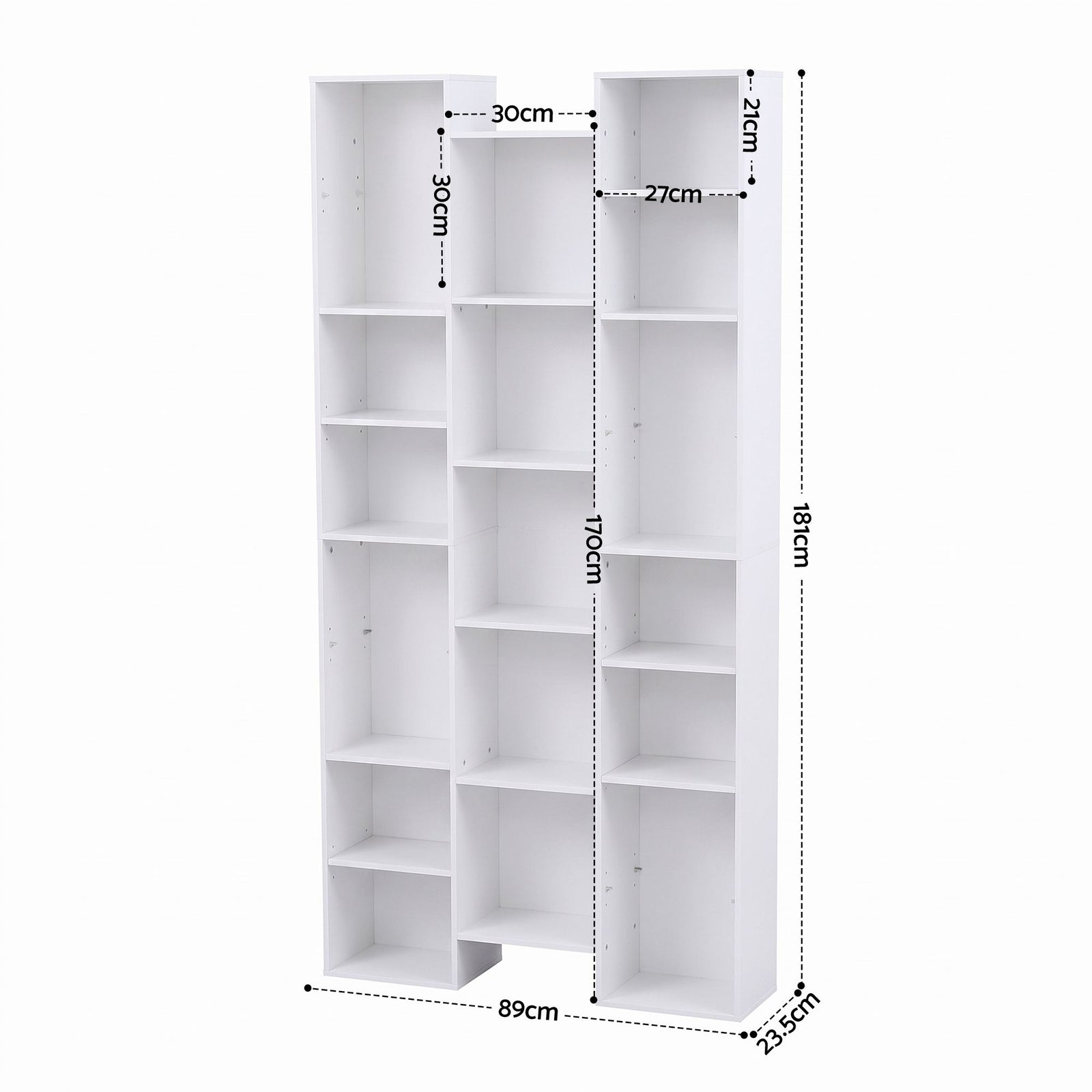 Artiss Bookshelf Display Shelves CD DVD Storage Rack Tall Bookcase White