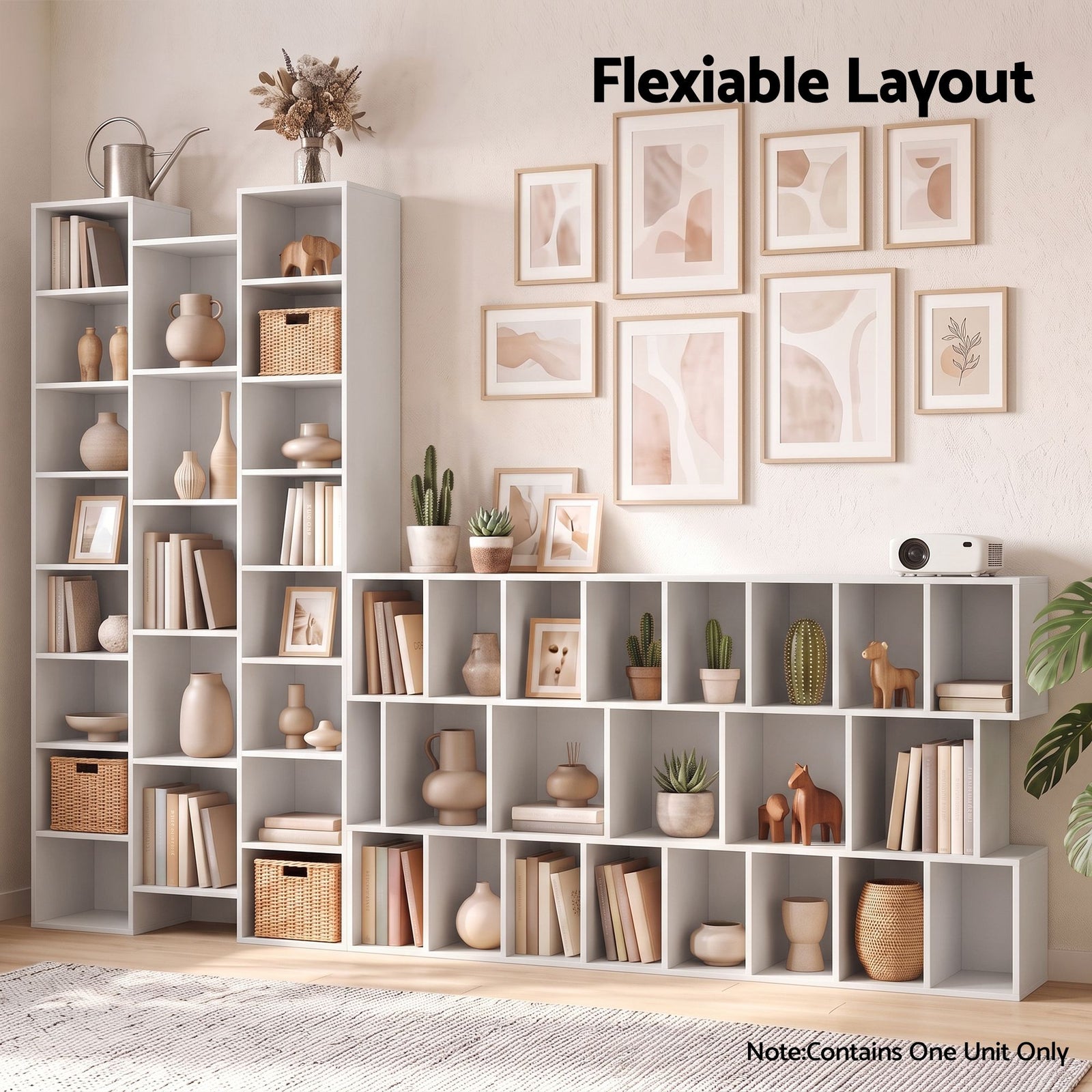 Artiss Bookshelf Display Shelves CD DVD Storage Rack Tall Bookcase White