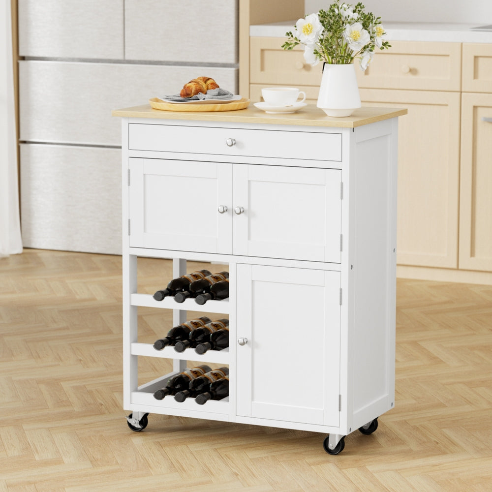 Artiss Kitchen Island Trolley Rolling Serving Cart Storage Cart Drawer Cupboard
