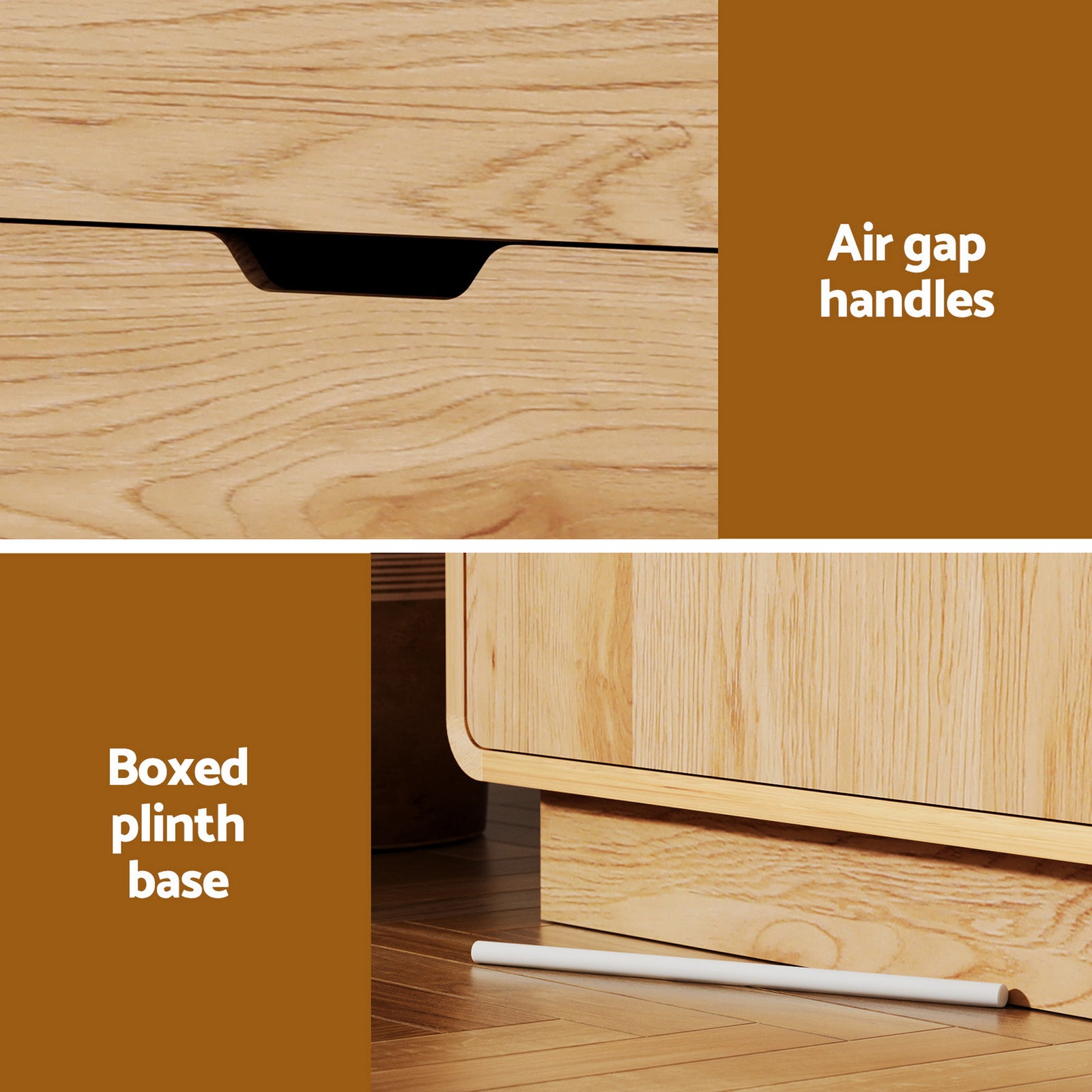 Artiss Buffet Sideboard Cabinet Storage Kitchen Cupboard Drawers Round Edge Oak