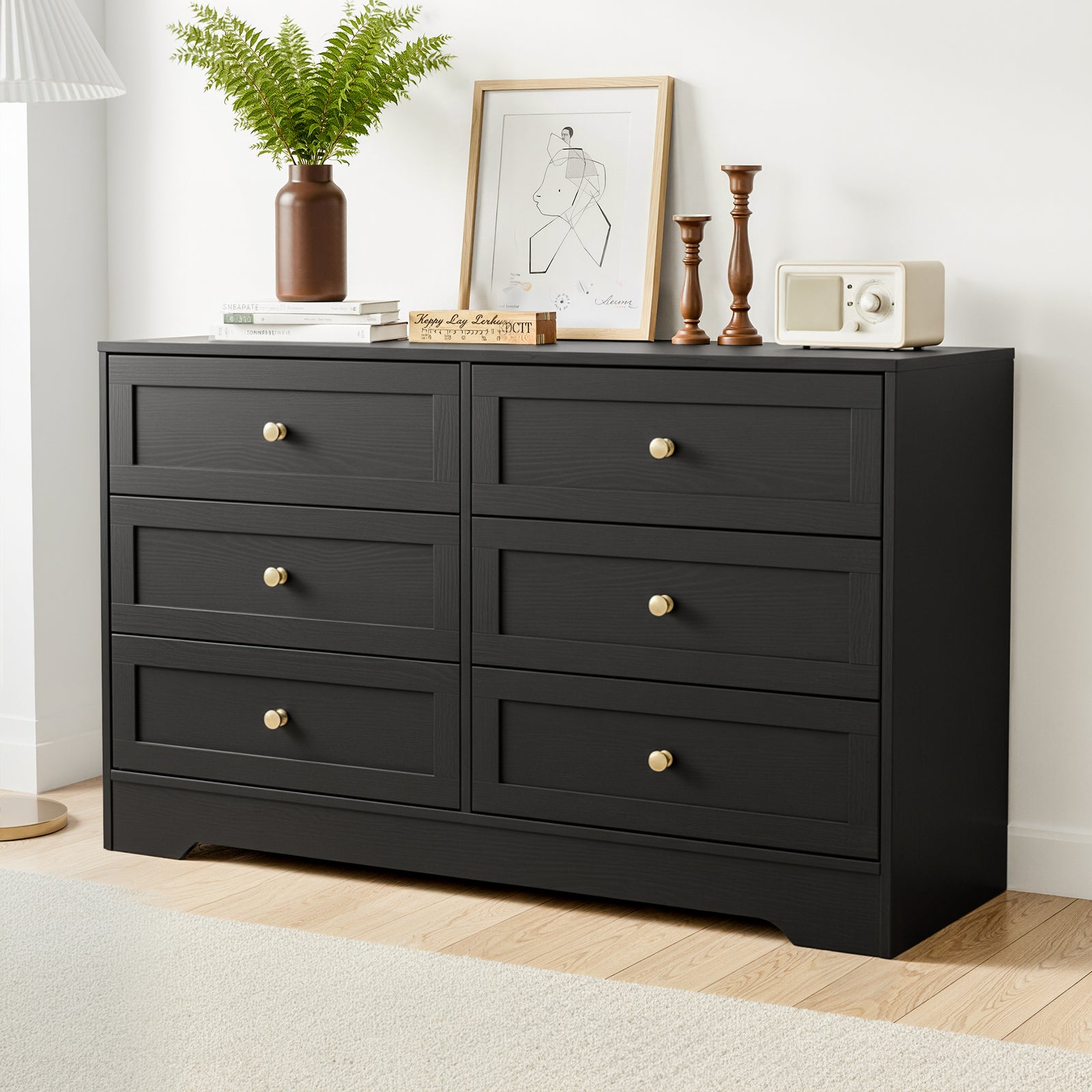 Artiss 6 Chest of Drawers Tallboy Cabinet - LEIF Black