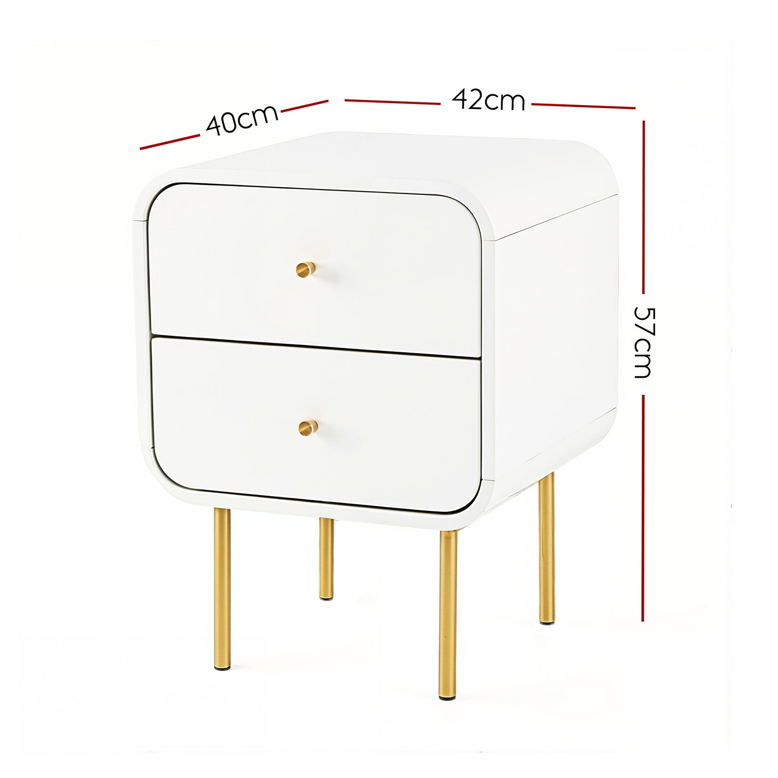 Artiss Bedside Table 2 Drawers Side End Table Nightstand White