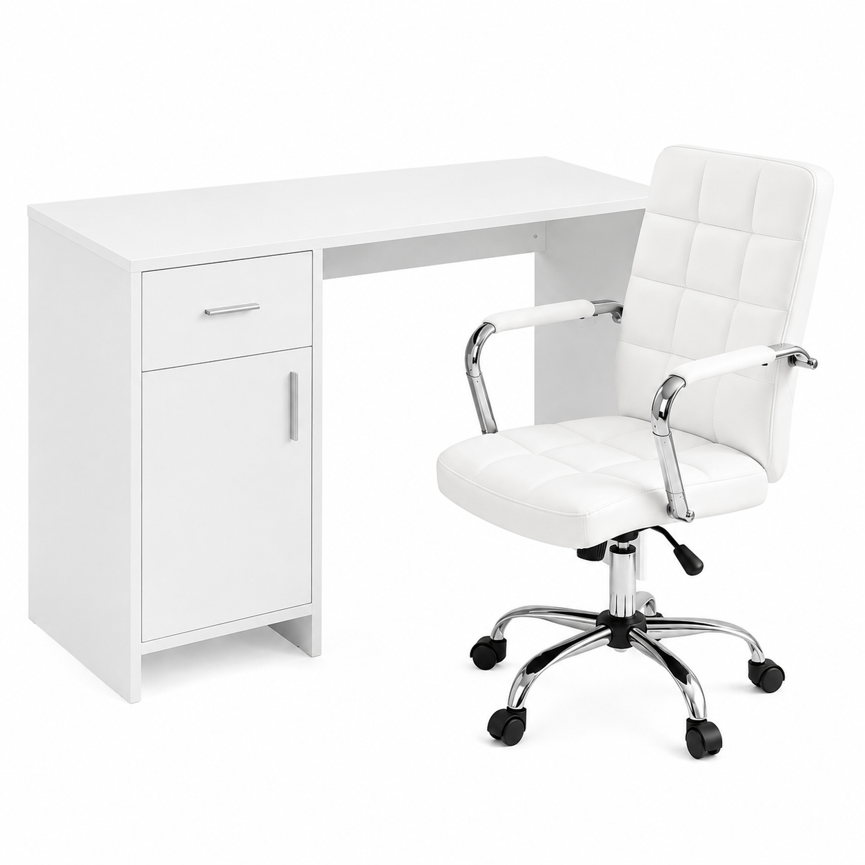 Artiss Office Desk and Chair Set 100cm Computer Desk PU Leather Office Chair