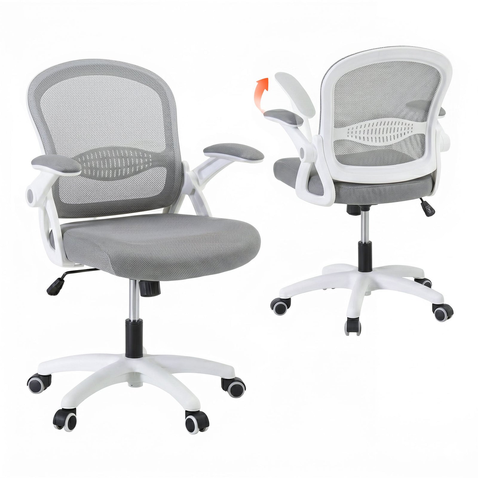 Artiss Computer Desk & Ergonomic Office Chair Set 120cm Home Office Study Desk with 3 Drawers & 3 Shelves, Mesh Computer Chair with Flip-Up Armrests