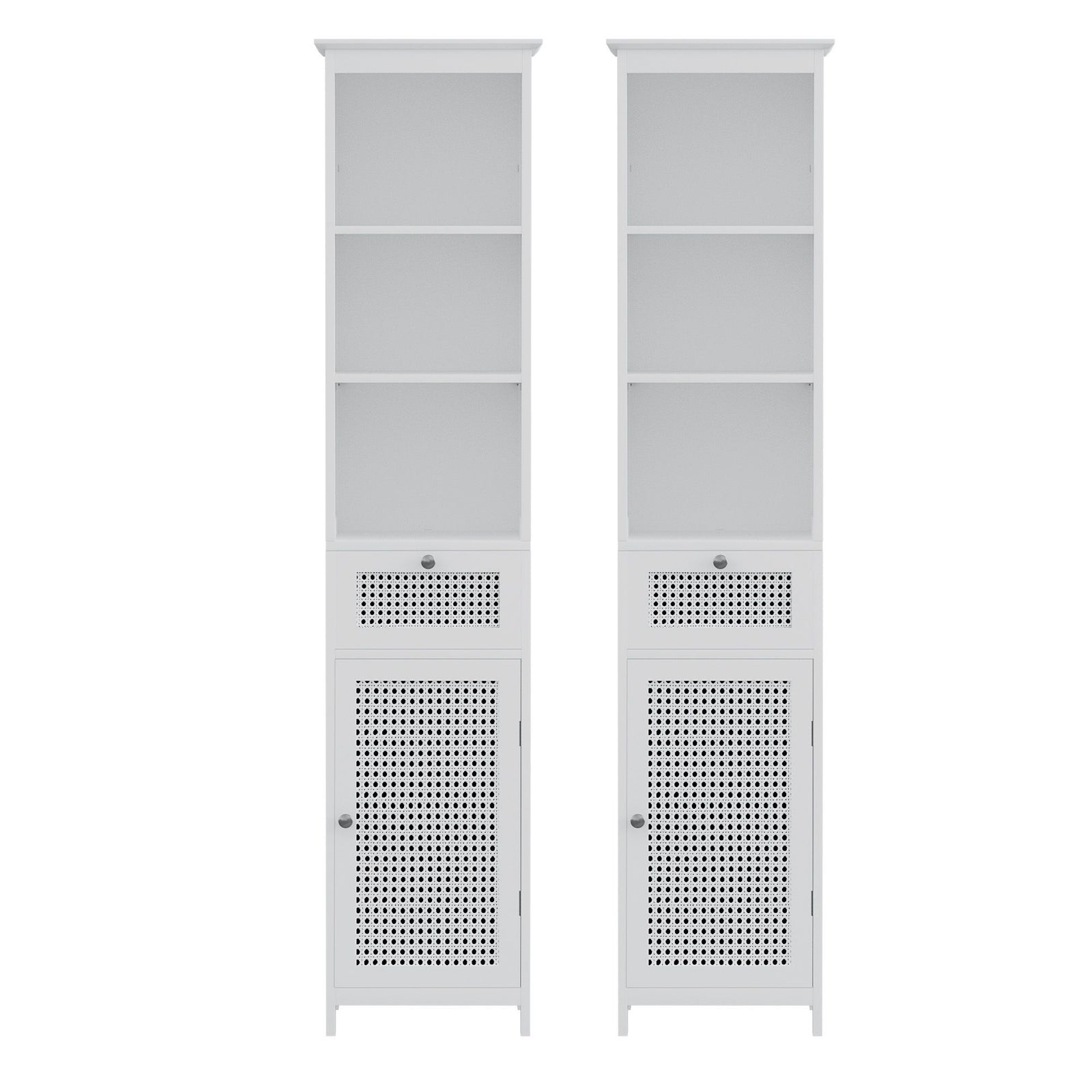 Artiss Bathroom Cabinet Storage X2 White Rattan 161cm