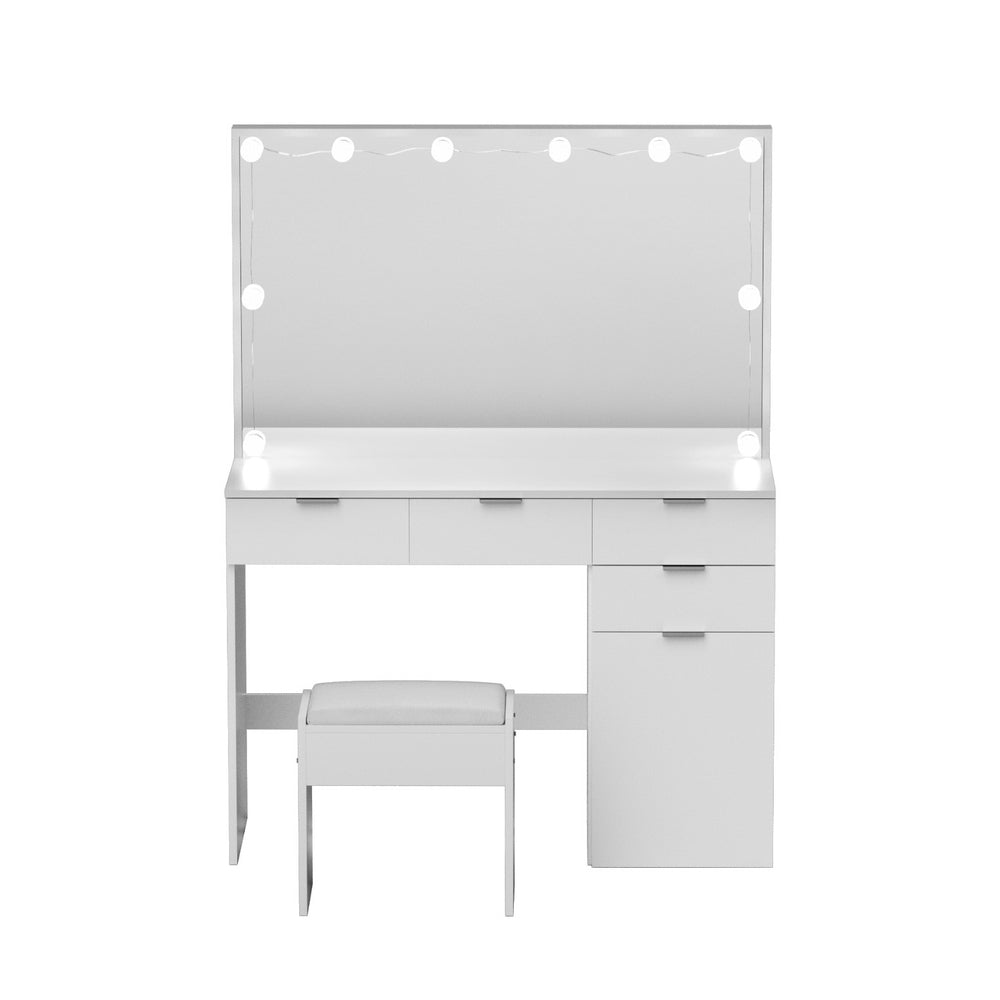 Artiss Dressing Table Set Stool 10 Led Bulbs White