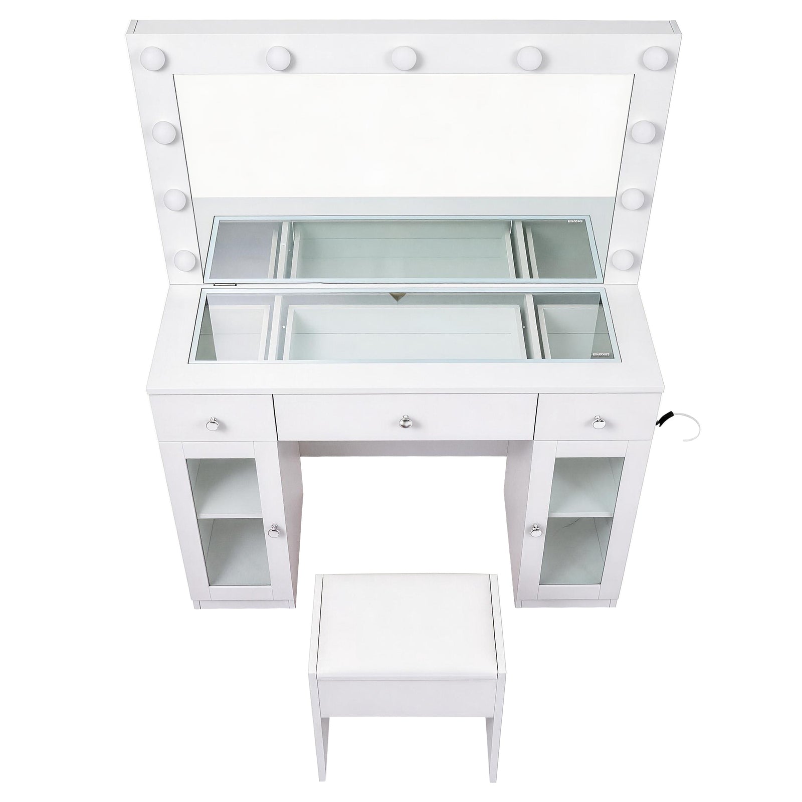 Artiss Dressing Table Vanity Desk Set LED Bulbs RGB Light White