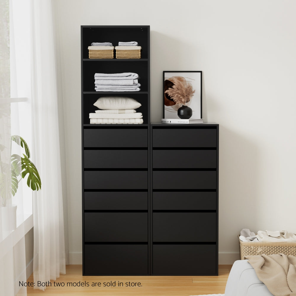 Artiss 6 Chest of Drawers Dresser Tallboy Black