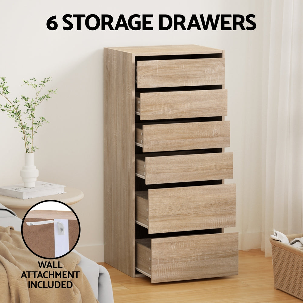 Artiss 6 Chest of Drawers Dresser Tallboy Pine