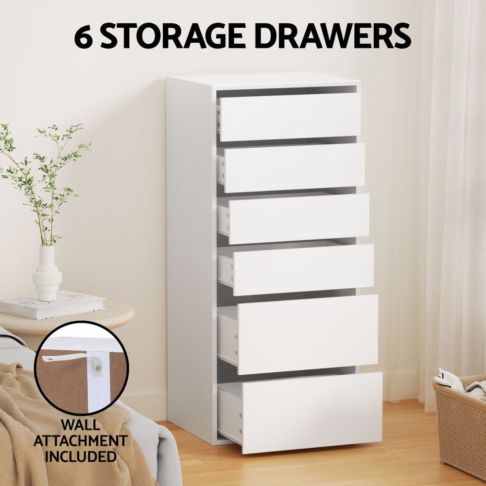 Artiss 6 Chest of Drawers Dresser Tallboy White