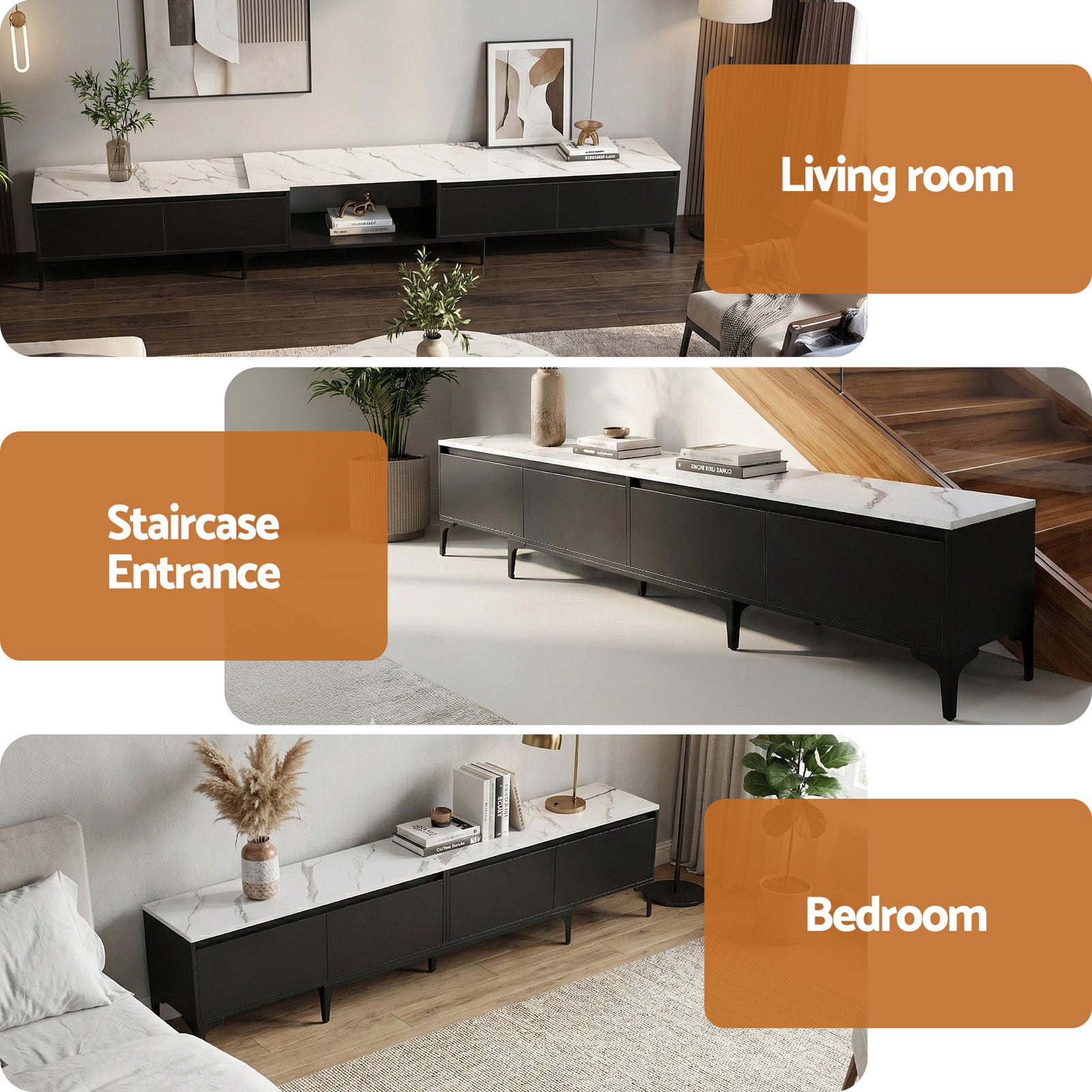 Artiss TV Cabinet Entertainment Unit Stand Extendable Black