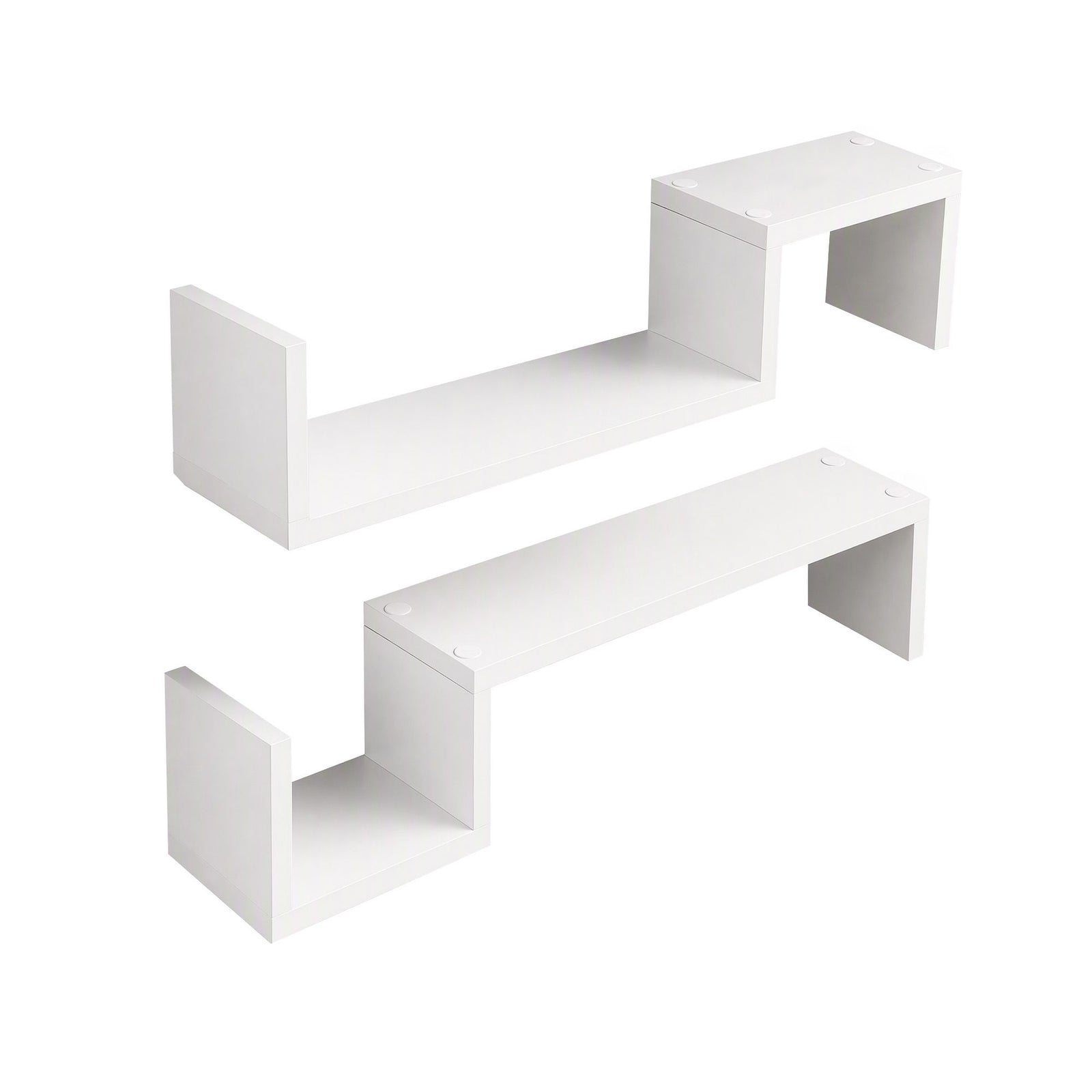 Artiss Set of 2 Floating Shelves Wall Mounted S-Shape Display Ledge, White