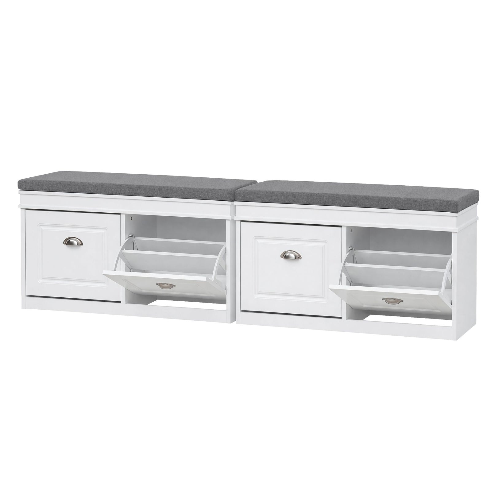 Artiss 2x Shoe Bench Set Flip Drawer White