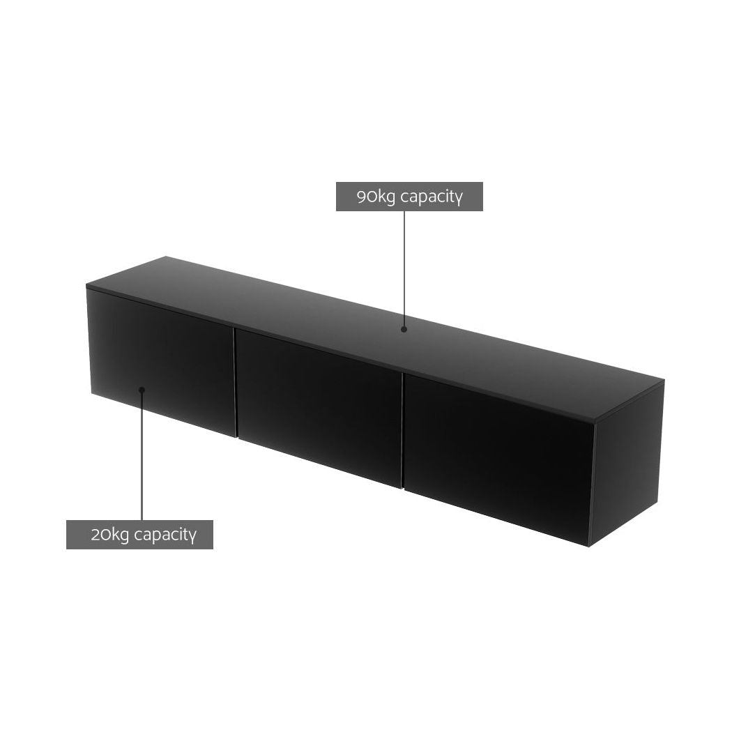 Artiss Floating Entertainment Unit TV Cabinet High Glossy Black 3 Cabinets 200CM