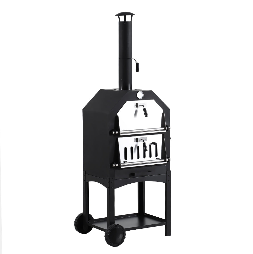 3in1 Pizza Oven Charcoal BBQ Grill Steel-1954802936567697408